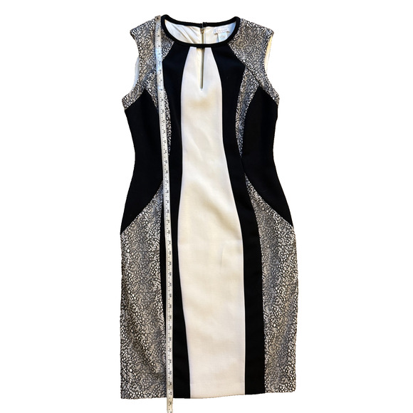Cache Dress Size 4 Black White Colorblock Sheath Full Zip Back New Years Eve - Picture 5 of 7